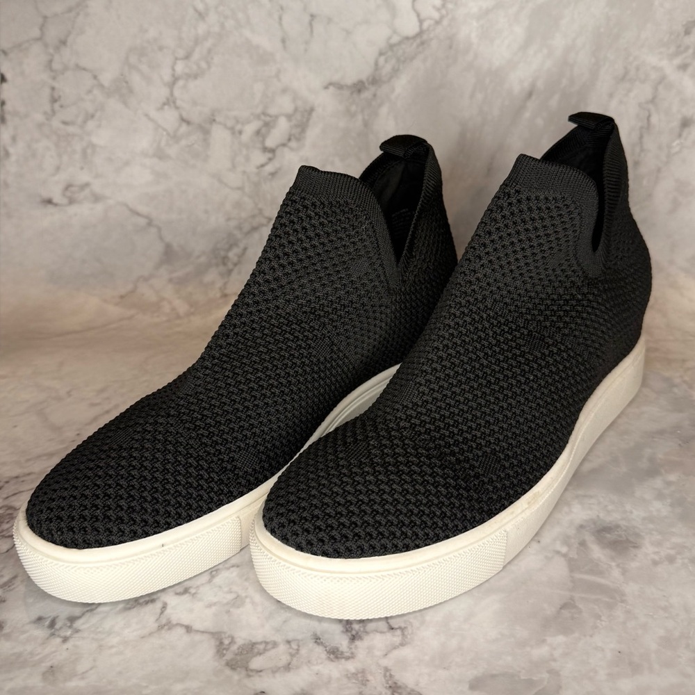 JustFab Black Slip-On Knit Wedge Sneakers